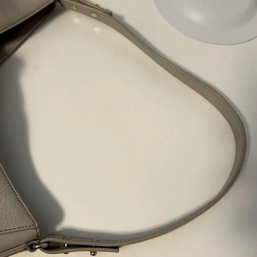 Kate Spade Gray Pebbled Leather Hobo Shoulder Bag Turnlock Purse